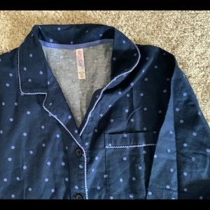 Gillian & O’Malley sleepwear 2 pc blue pj top pants button front SIZE XXL NWOT